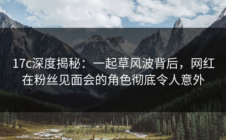 17c深度揭秘：一起草风波背后，网红在粉丝见面会的角色彻底令人意外