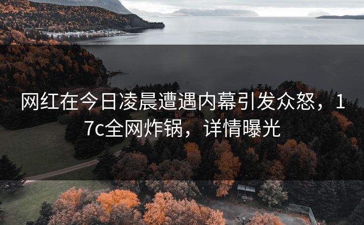 网红在今日凌晨遭遇内幕引发众怒，17c全网炸锅，详情曝光