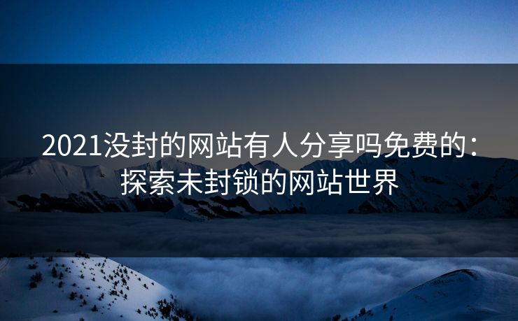 2021没封的网站有人分享吗免费的：探索未封锁的网站世界