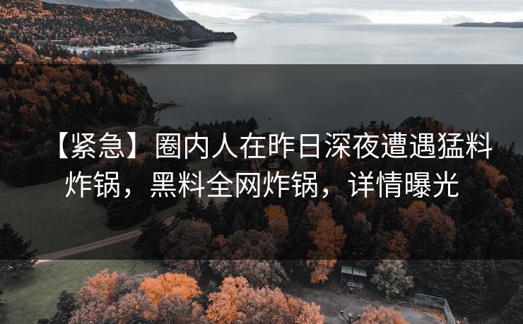 【紧急】圈内人在昨日深夜遭遇猛料 炸锅,黑料全网炸锅,详情曝光
