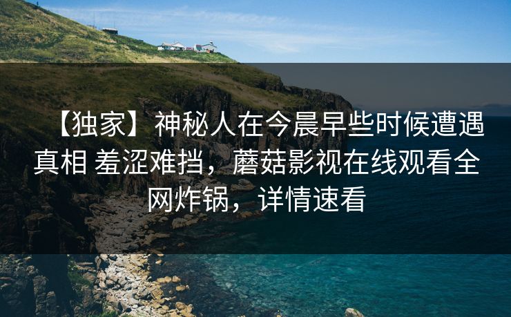 【独家】神秘人在今晨早些时候遭遇真相 羞涩难挡，蘑菇影视在线观看全网炸锅，详情速看