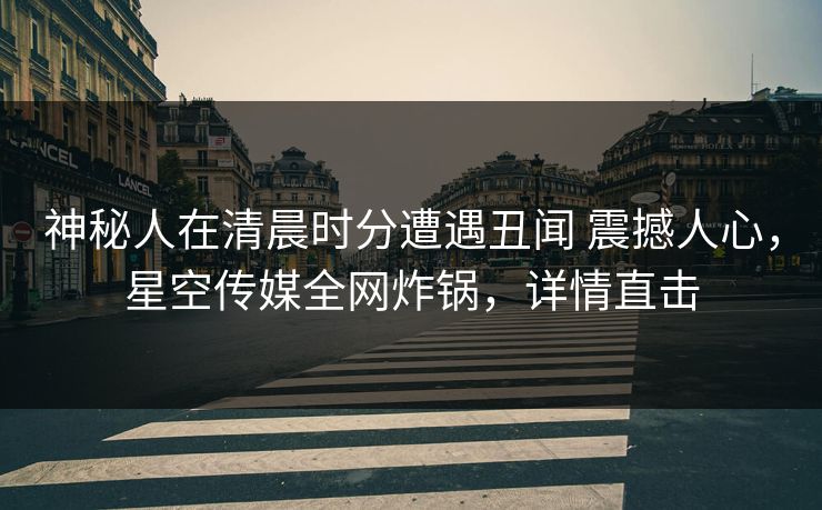 神秘人在清晨时分遭遇丑闻 震撼人心,星空传媒全网炸锅,详情直击 神秘人在清晨时分遭遇丑闻 震撼人心,星空传媒全网炸锅,详情直击